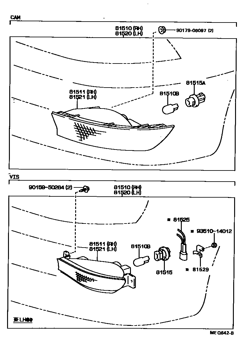 Toyota CAMRY 前转向灯 EPC diagram — MEQ642B