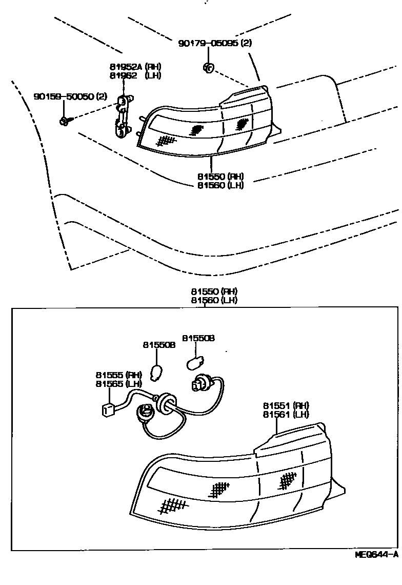 Toyota CAMRY 后组合灯 EPC diagram — MEQ644A