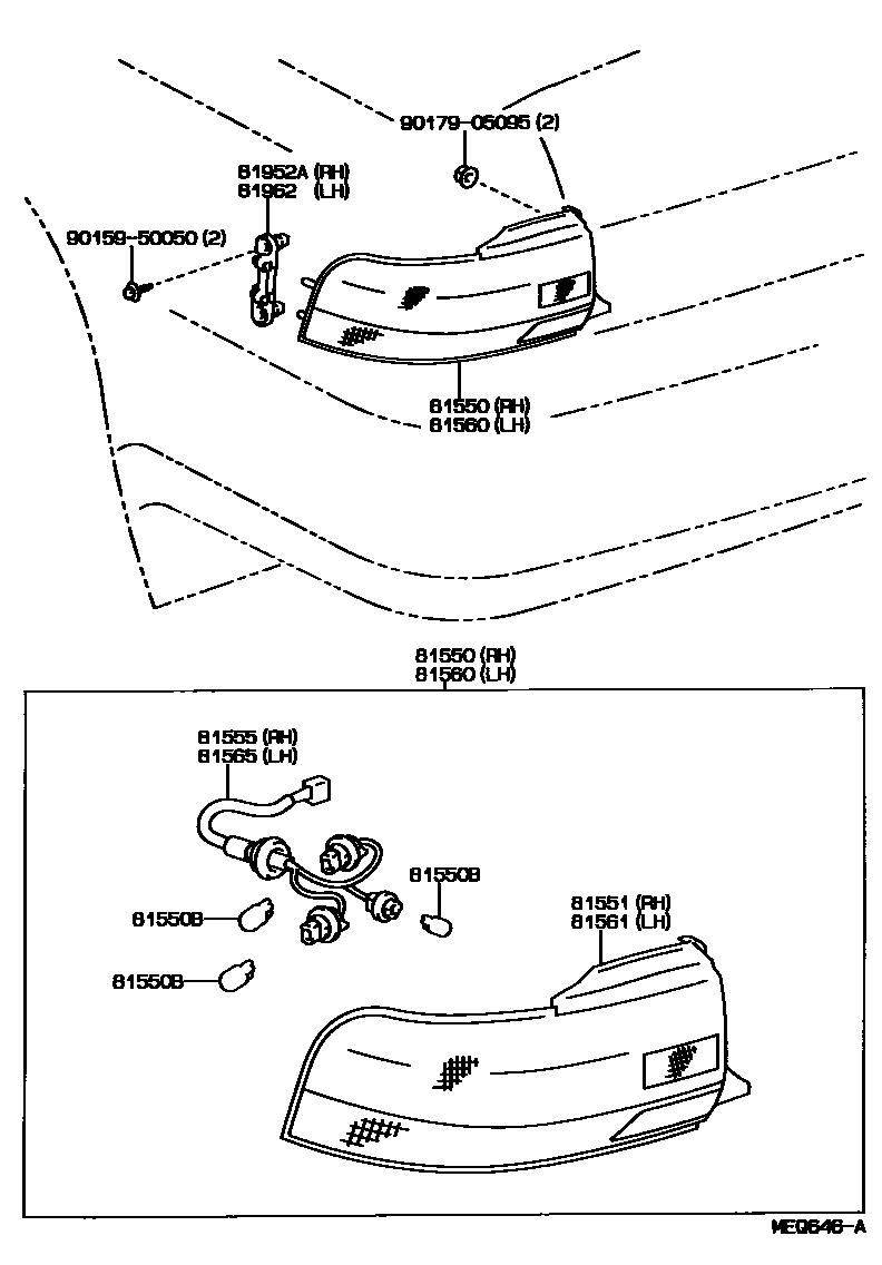 Toyota CAMRY 后组合灯 EPC diagram — MEQ646A