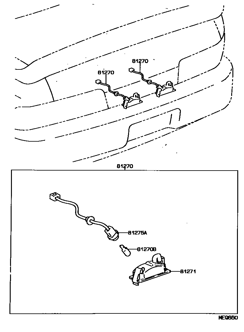 Toyota CAMRY 后牌照灯 EPC diagram — MEQ650