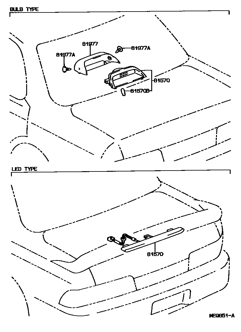 Toyota CAMRY 高位刹车灯 EPC diagram — MEQ651A