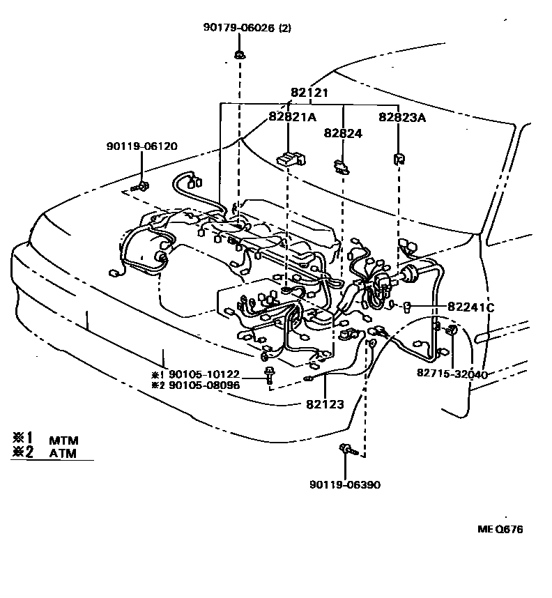 Toyota CAMRY 线束和卡夹 EPC diagram — MEQ676