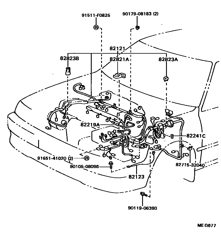 Toyota CAMRY 线束和卡夹 EPC diagram — MEQ677