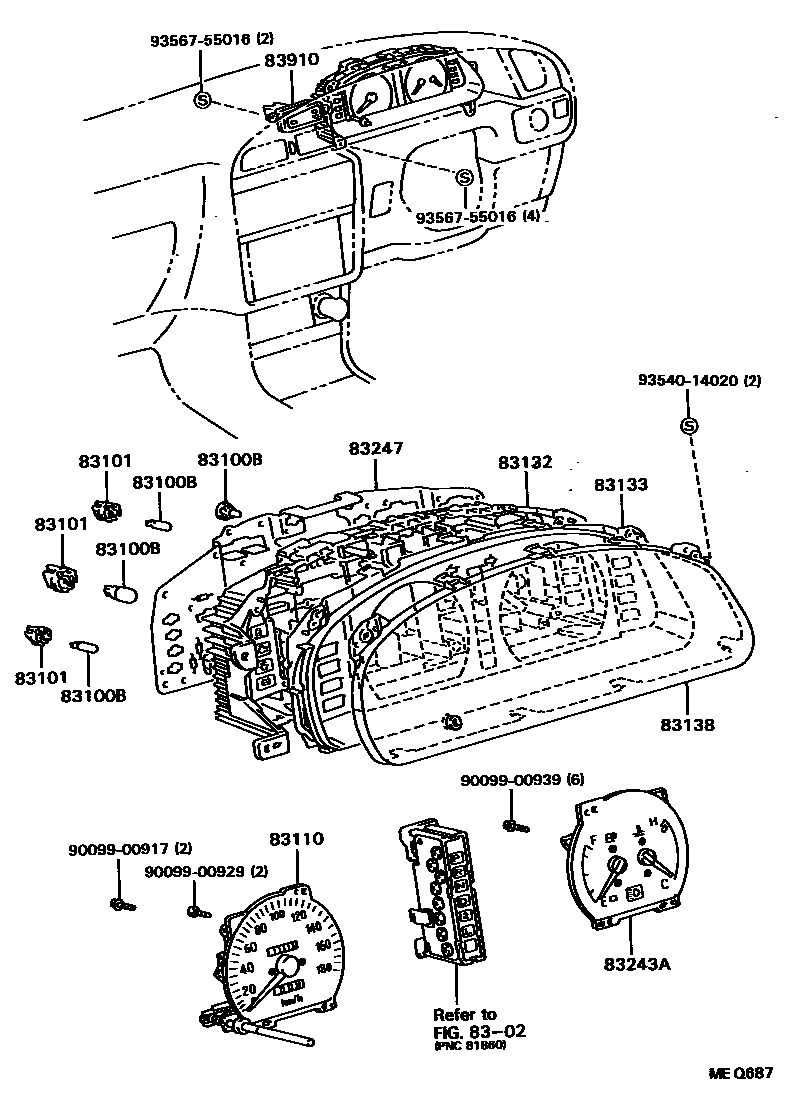 Toyota CAMRY 仪表 EPC diagram — MEQ687