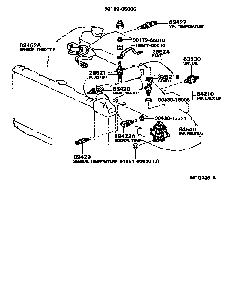 Toyota CAMRY 开关和继电器和ECU EPC diagram — MEQ735A