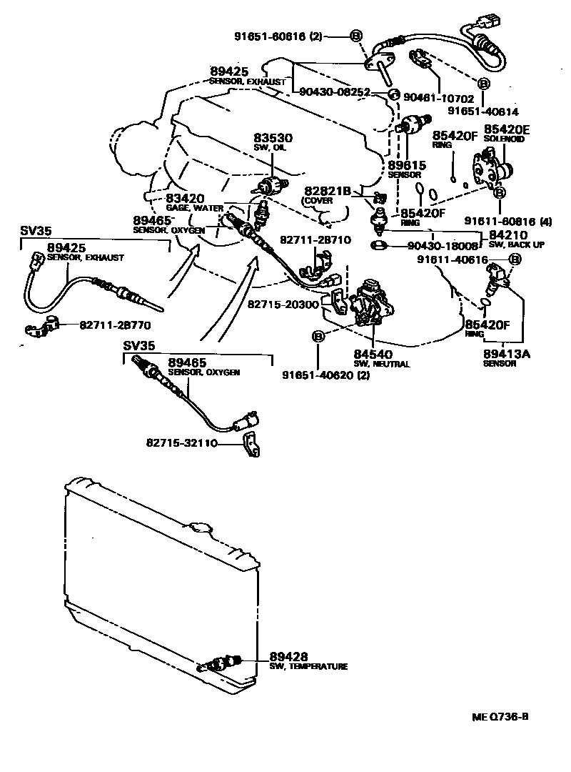 Toyota CAMRY 开关和继电器和ECU EPC diagram — MEQ736B