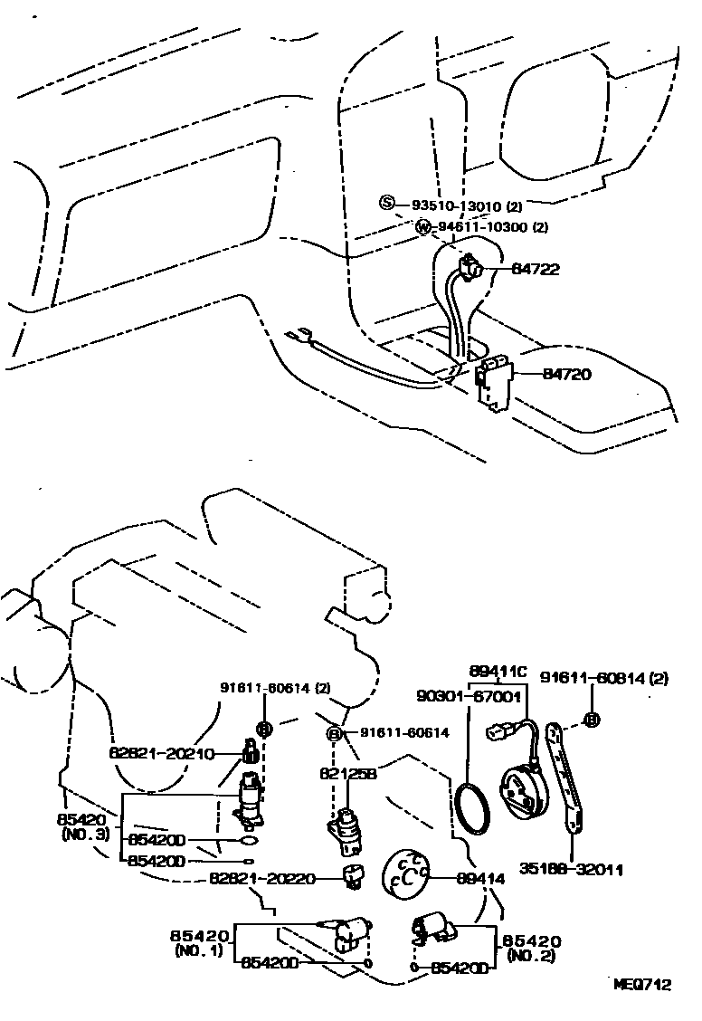 Toyota CAMRY 超速档和电子控制变速器 EPC diagram — MEQ712