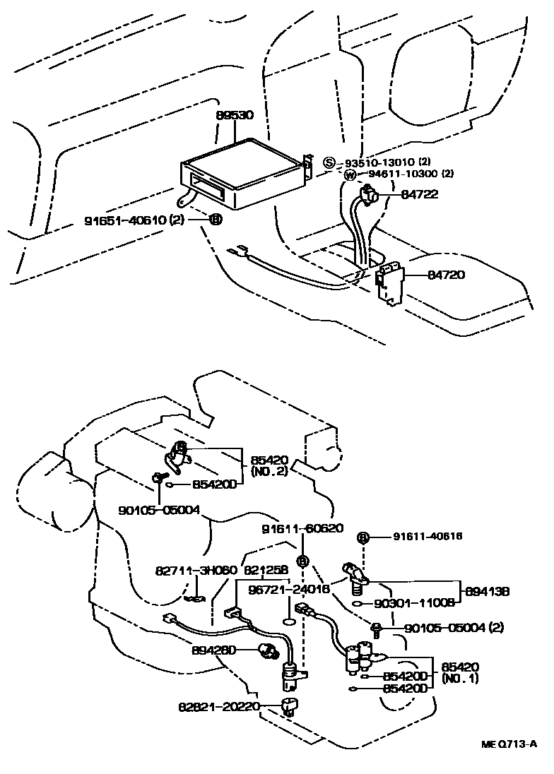 Toyota CAMRY 超速档和电子控制变速器 EPC diagram — MEQ713A