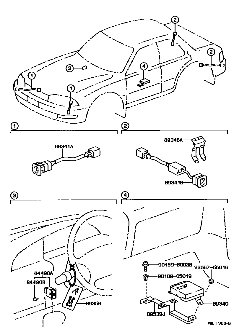 Toyota CAMRY 测距雷达和倒车雷达 EPC diagram — MET969B