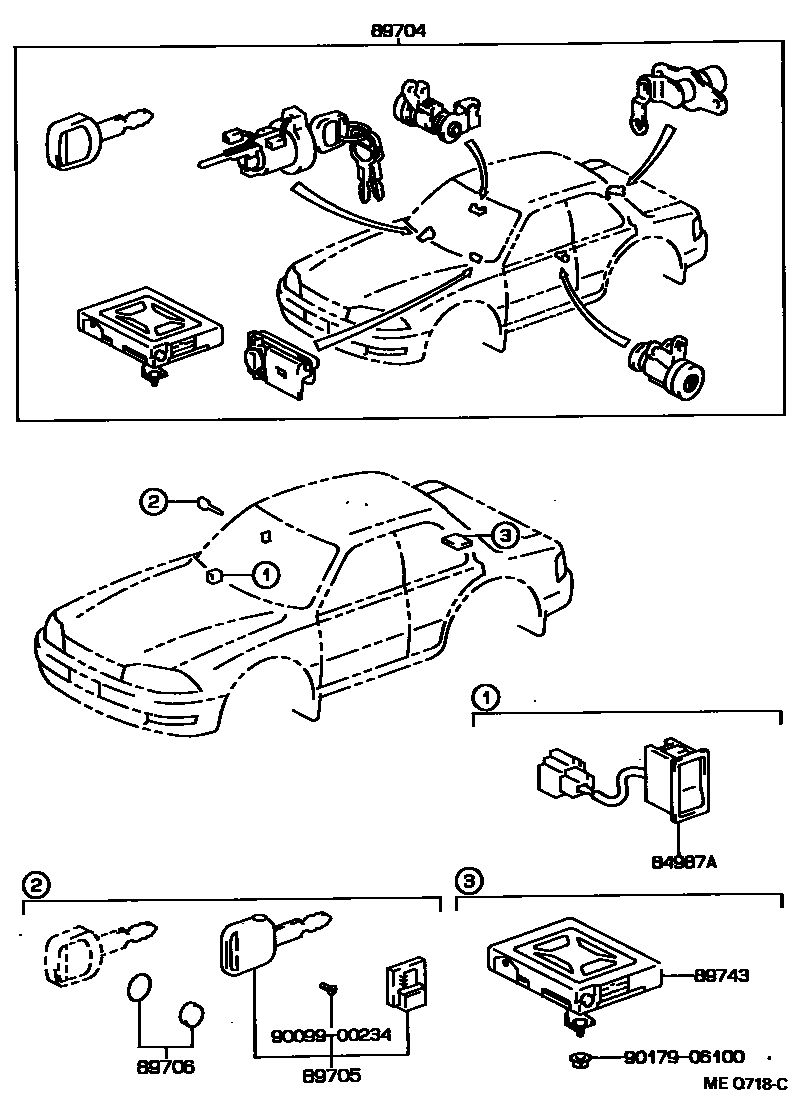 Toyota CAMRY 遥控门锁 EPC diagram — MEQ718C
