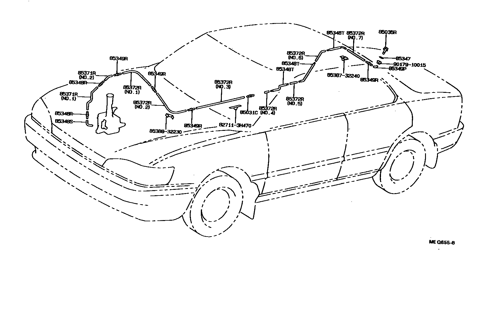 Toyota CAMRY 后清洗器 EPC diagram — MEQ655B