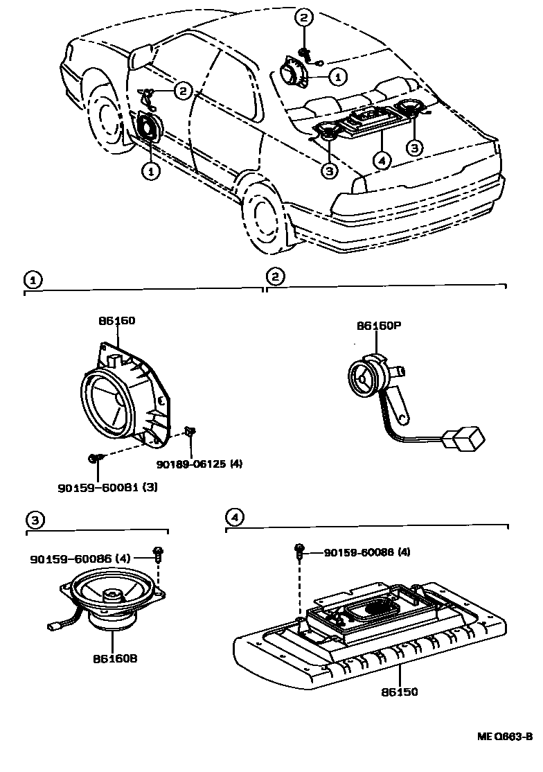 Toyota CAMRY 扬声器 EPC diagram — MEQ663B