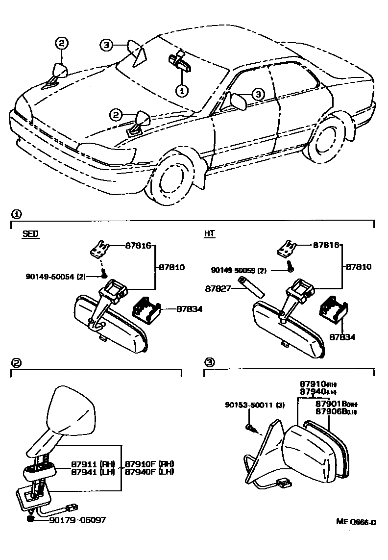 Toyota CAMRY 后视镜 EPC diagram — MEQ666D