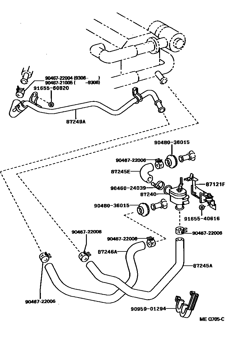 Toyota CAMRY 暖风和空调系统 - 水管 EPC diagram — MEQ705C