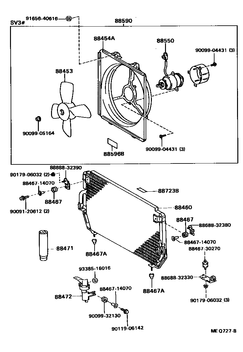 Toyota CAMRY Heating & Air Conditioning - Cooler Piping EPC diagram — MEQ727B