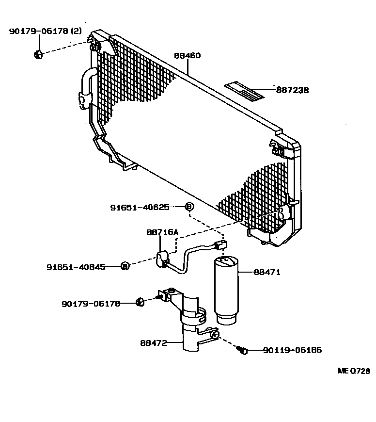 Toyota CAMRY Heating & Air Conditioning - Cooler Piping EPC diagram — MEQ728