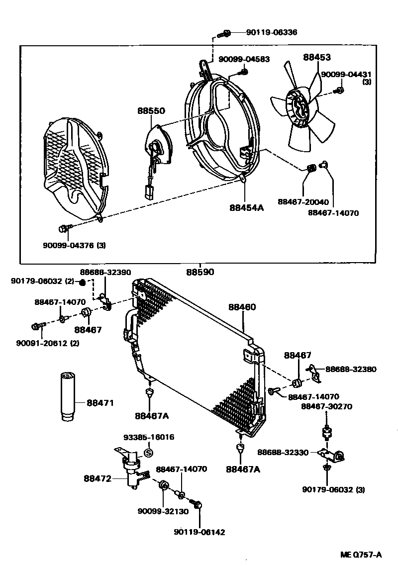 Toyota CAMRY Heating & Air Conditioning - Cooler Piping EPC diagram — MEQ757A
