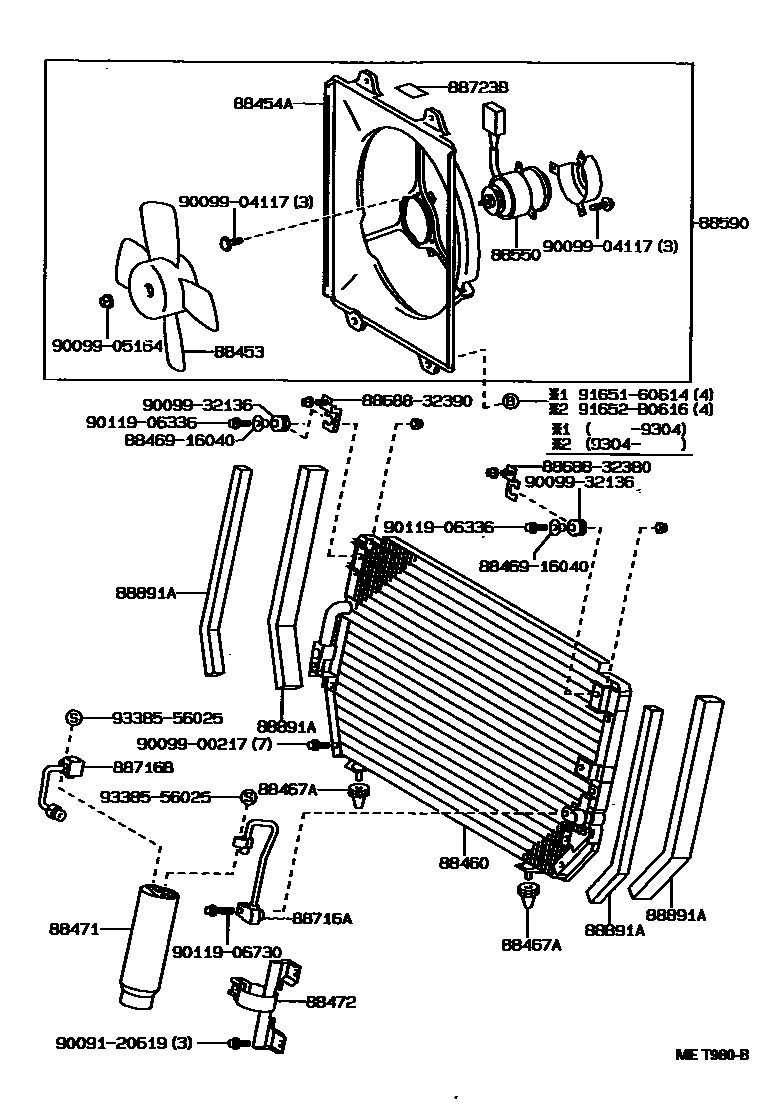 Toyota CAMRY Heating & Air Conditioning - Cooler Piping EPC diagram — MET980B