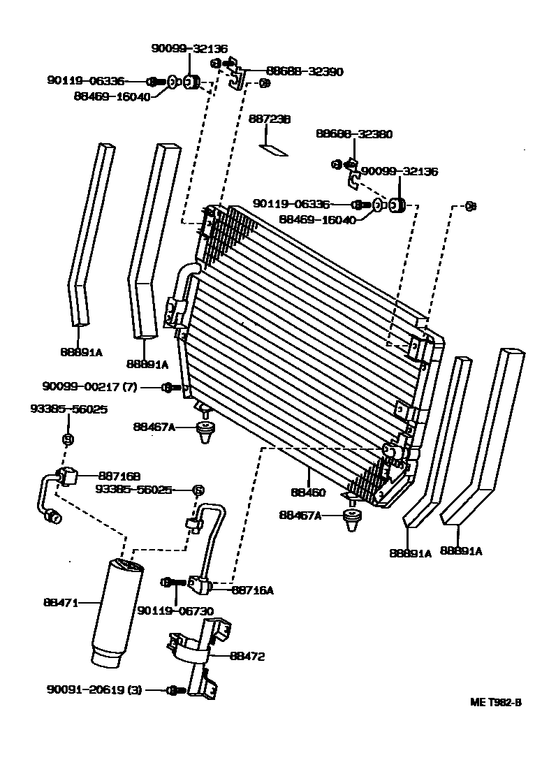 Toyota CAMRY Heating & Air Conditioning - Cooler Piping EPC diagram — MET982B