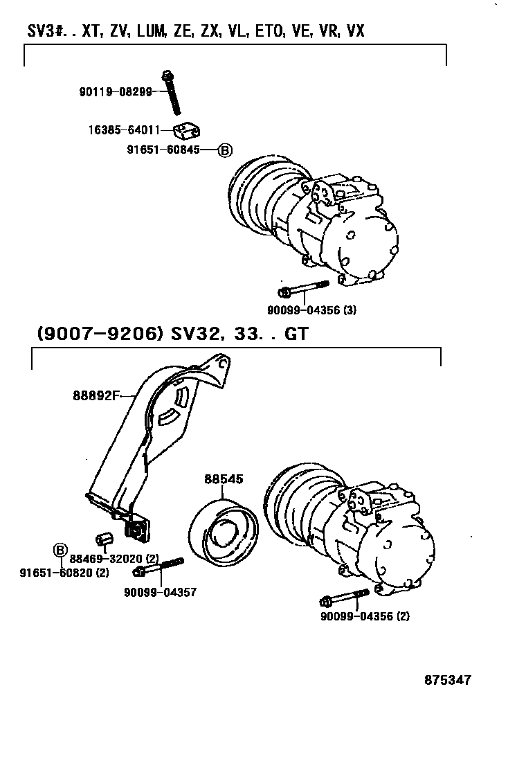 Toyota CAMRY Heating & Air Conditioning - Compressor EPC diagram — 875347