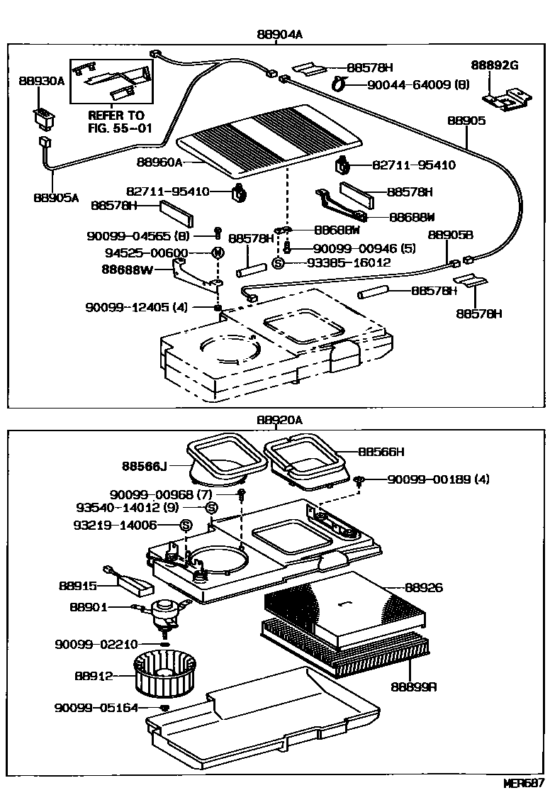 Toyota CAMRY 空气净化器或离子发生器 EPC diagram — MER687
