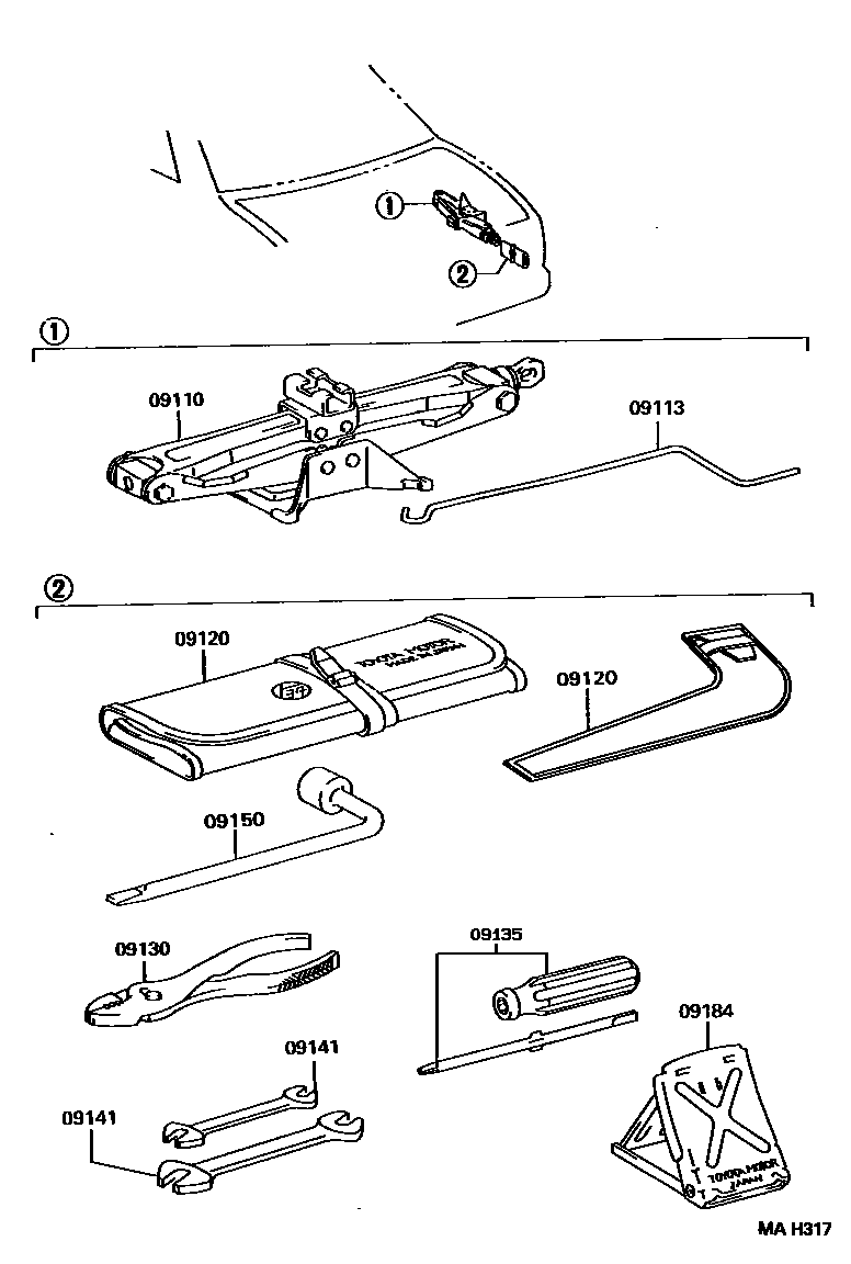Toyota CAMRY Standard Tools EPC diagram — MAH317