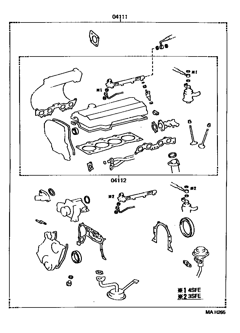 Toyota CAMRY Engine Overhaul Gasket Kit EPC diagram — MAH265