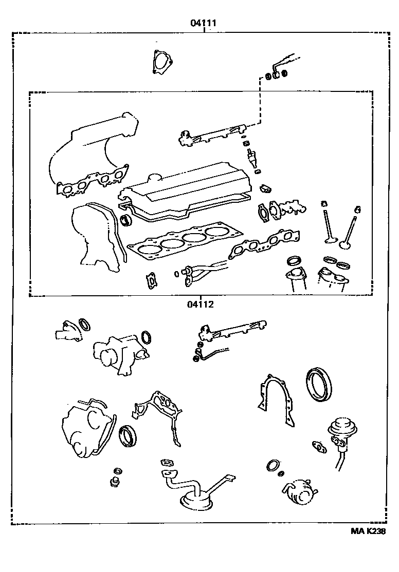 Toyota CAMRY Engine Overhaul Gasket Kit EPC diagram — MAK238