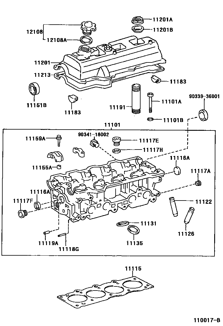 Toyota CAMRY Cylinder Head EPC diagram — 110017B