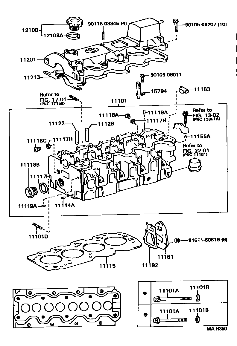 Toyota CAMRY Cylinder Head EPC diagram — MAH350