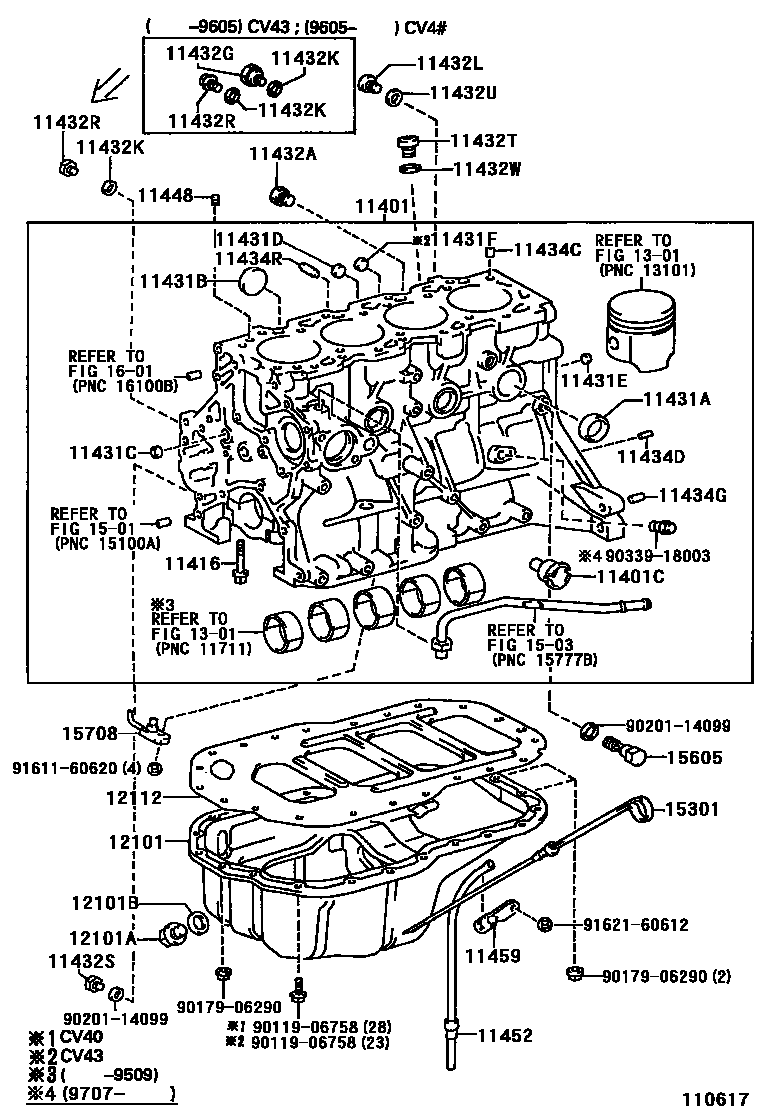 Toyota CAMRY Cylinder Block EPC diagram — 110617