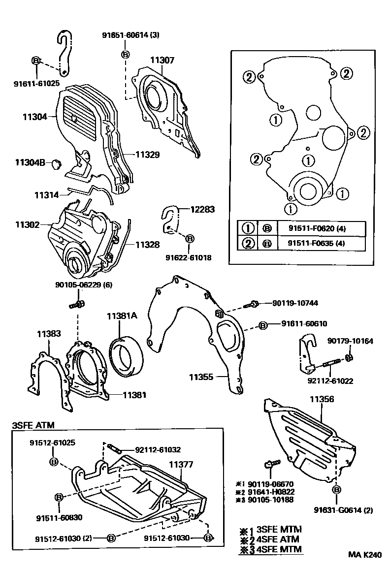 Toyota CAMRY Timing Gear Cover & Rear End Plate EPC diagram — MAK240
