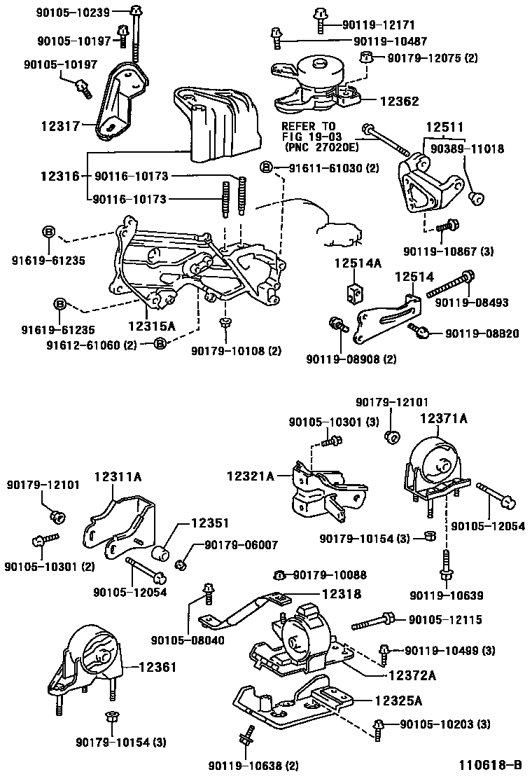 Toyota CAMRY Engine Mounting EPC diagram — 110618B