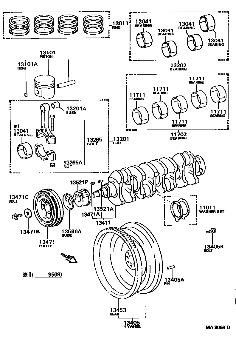 Toyota CAMRY Crankshaft & Piston EPC diagram — MA9068D