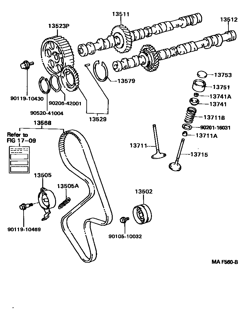 Toyota CAMRY Camshaft & Valve EPC diagram — MAF560B