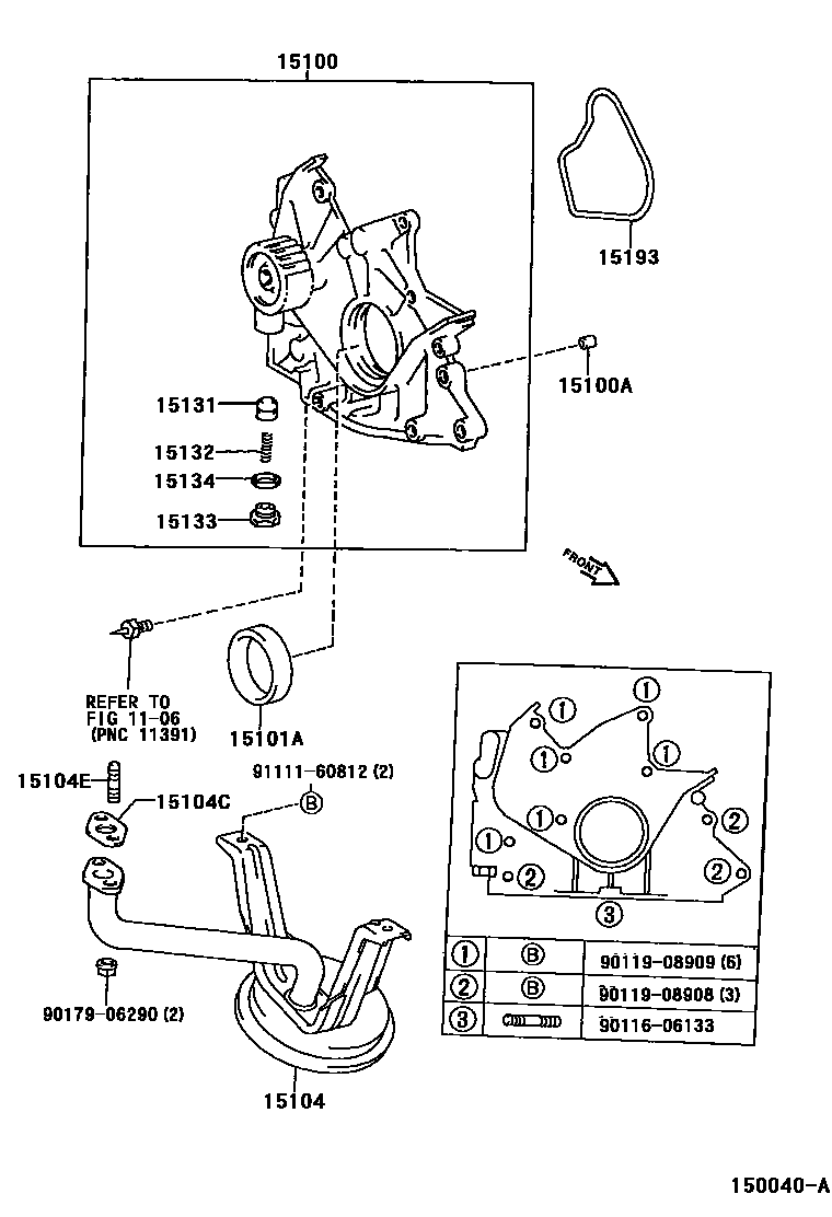 Toyota CAMRY Engine Oil Pump EPC diagram — 150040A