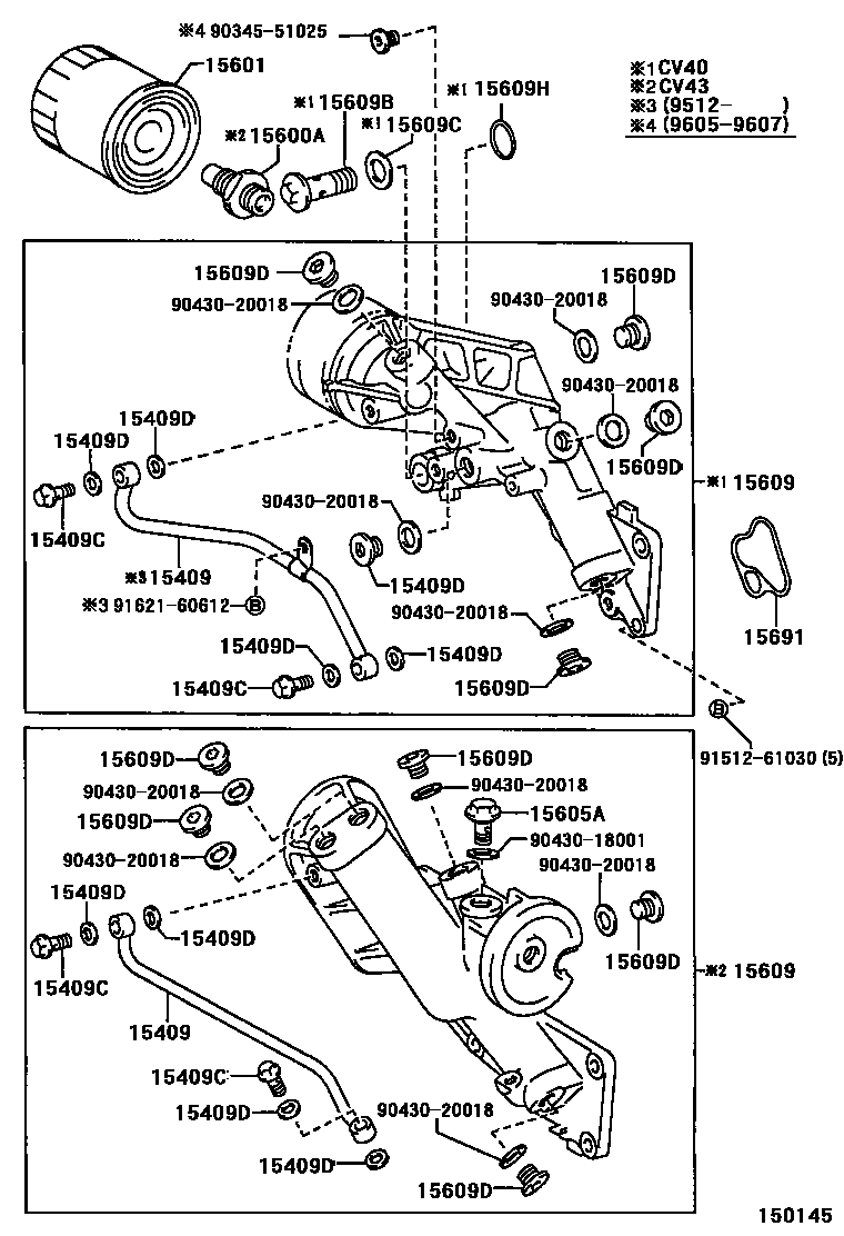 Toyota CAMRY Oil Filter EPC diagram — 150145
