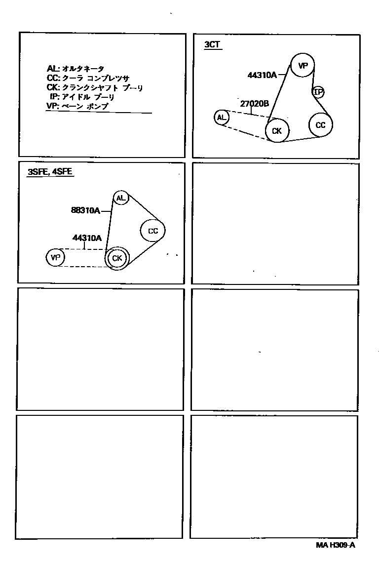 Toyota CAMRY V-Belt EPC diagram — MAH309A