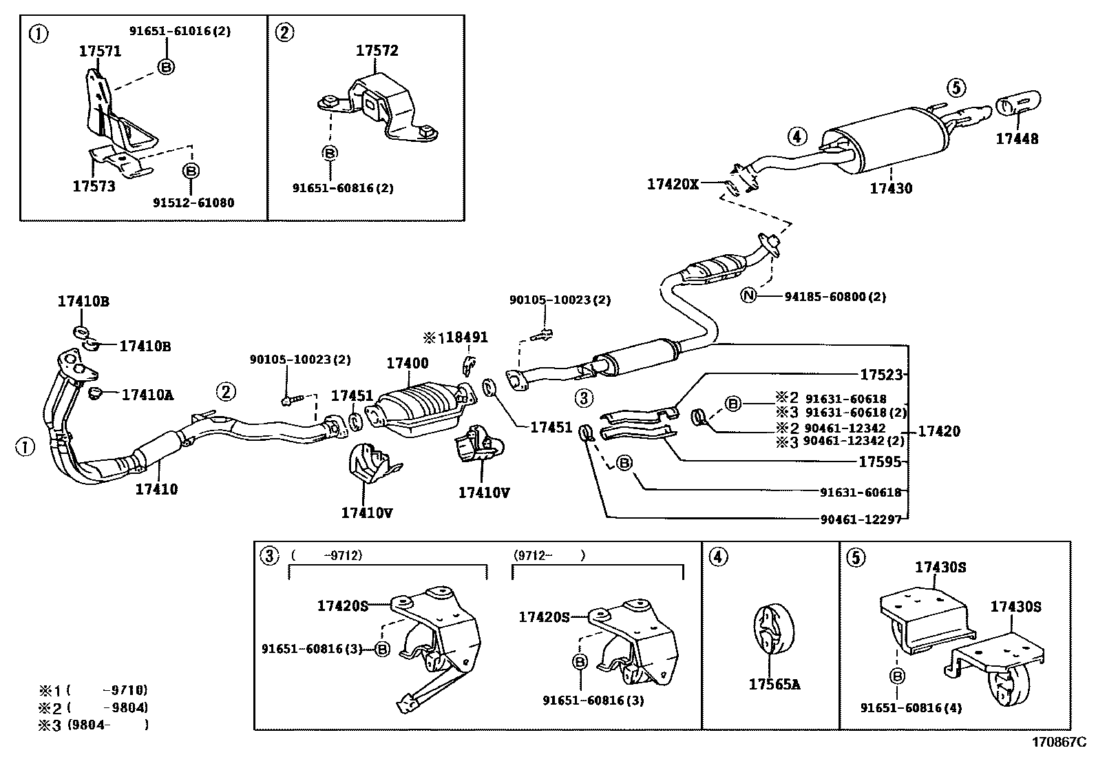 Toyota CAMRY Exhaust Pipe EPC diagram — 170867C