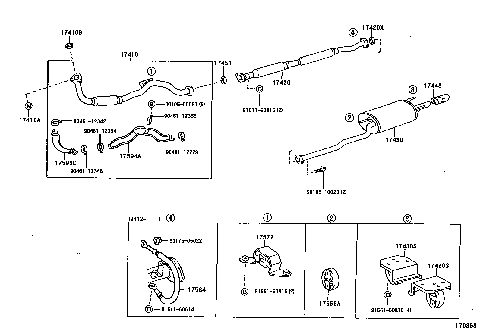 Toyota CAMRY Exhaust Pipe EPC diagram — 170868
