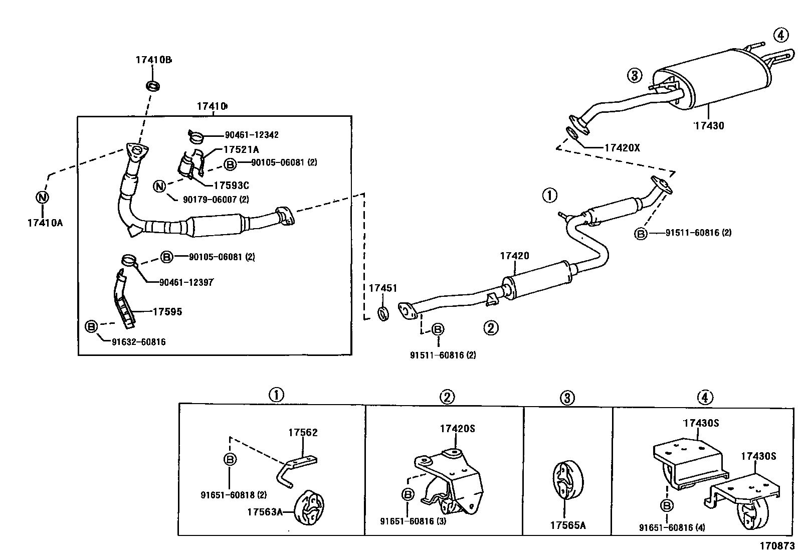 Toyota CAMRY Exhaust Pipe EPC diagram — 170873
