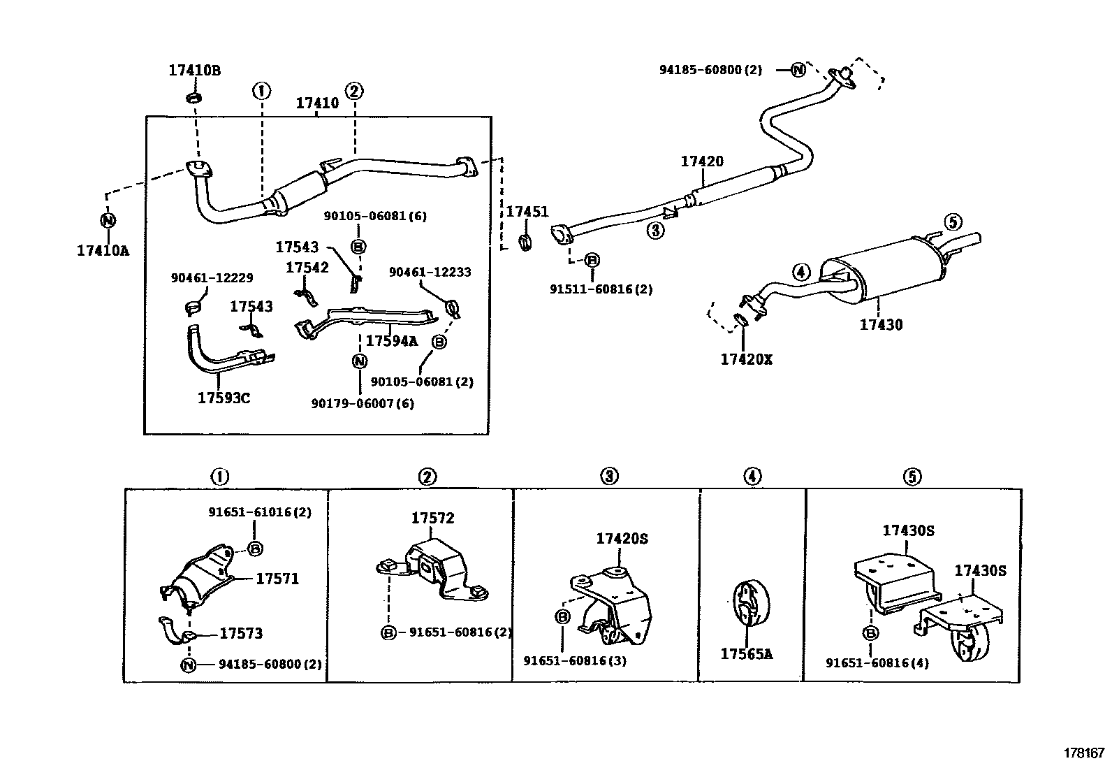 Toyota CAMRY Exhaust Pipe EPC diagram — 178167