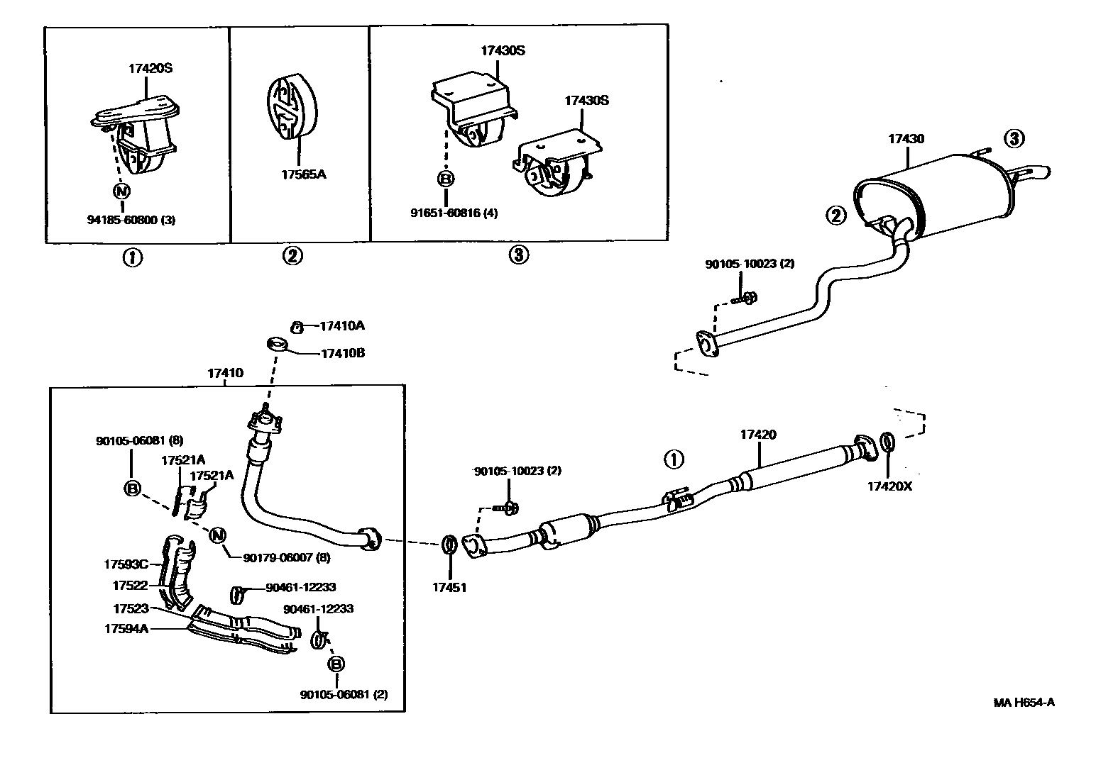 Toyota CAMRY Exhaust Pipe EPC diagram — MAH654A