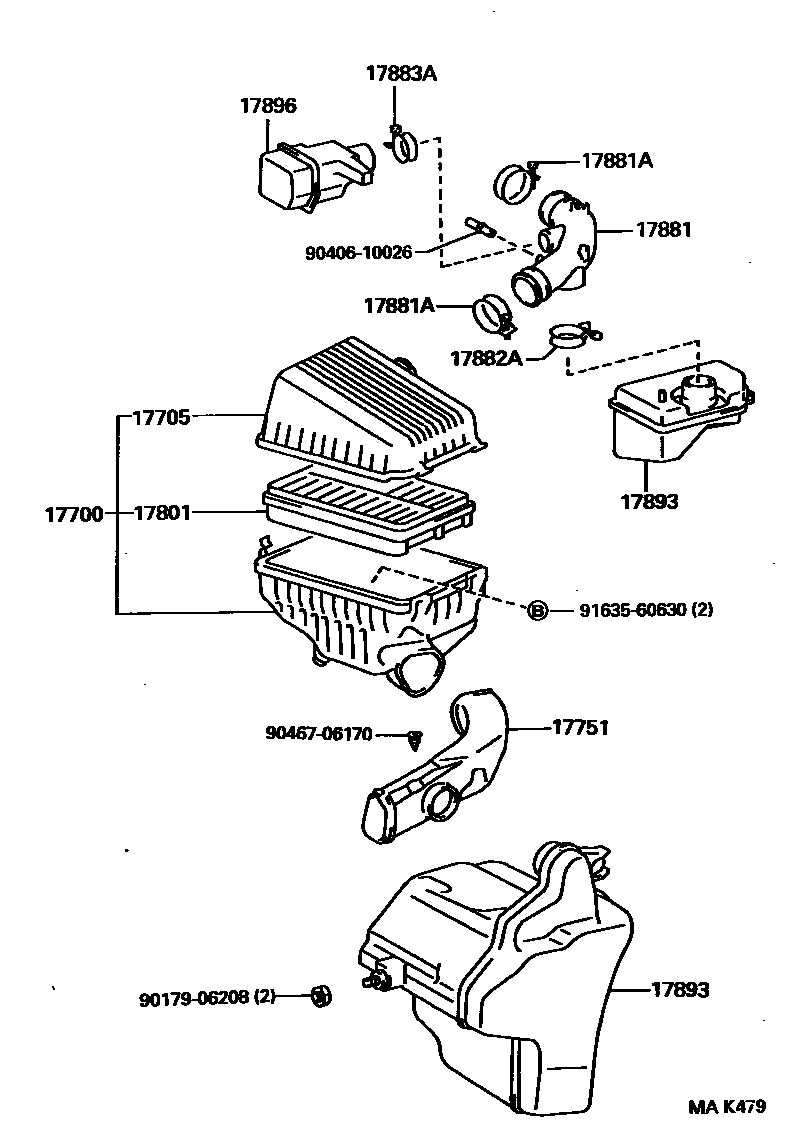 Toyota CAMRY Air Cleaner EPC diagram — MAK479