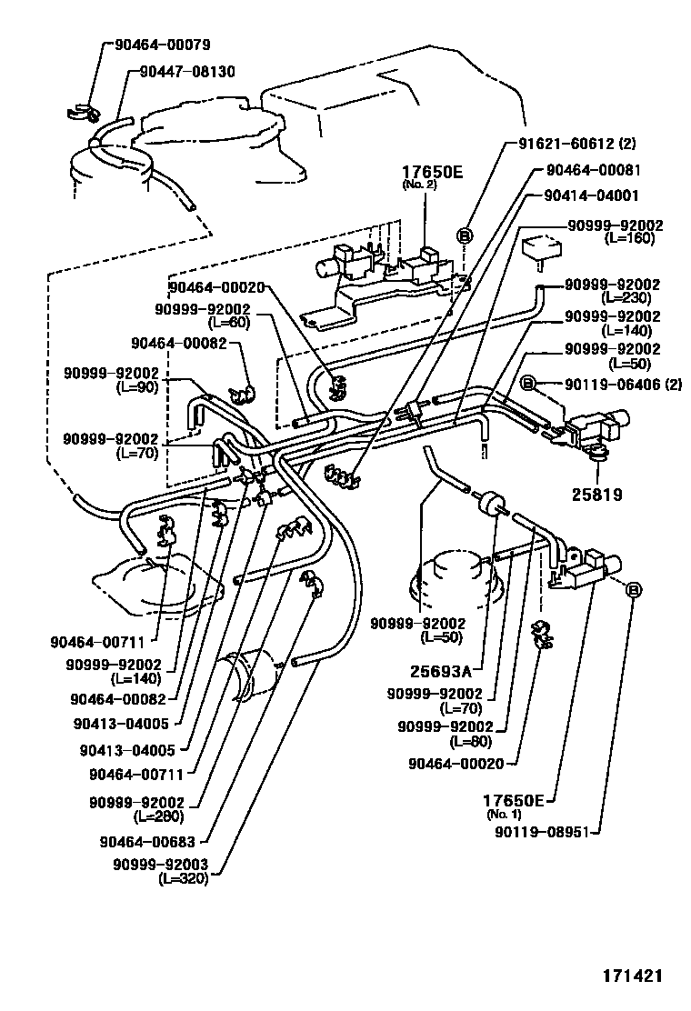 Toyota CAMRY vacuum tube EPC diagram — 171421