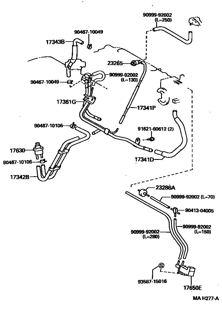 Toyota CAMRY vacuum tube EPC diagram — MAH277A