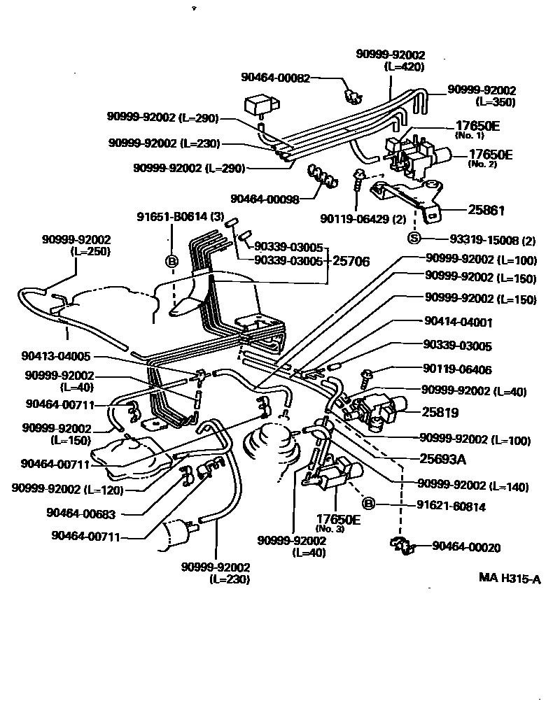 Toyota CAMRY vacuum tube EPC diagram — MAH315A