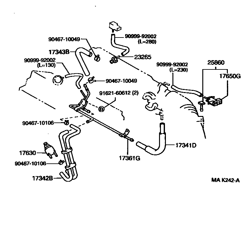 Toyota CAMRY vacuum tube EPC diagram — MAK242A