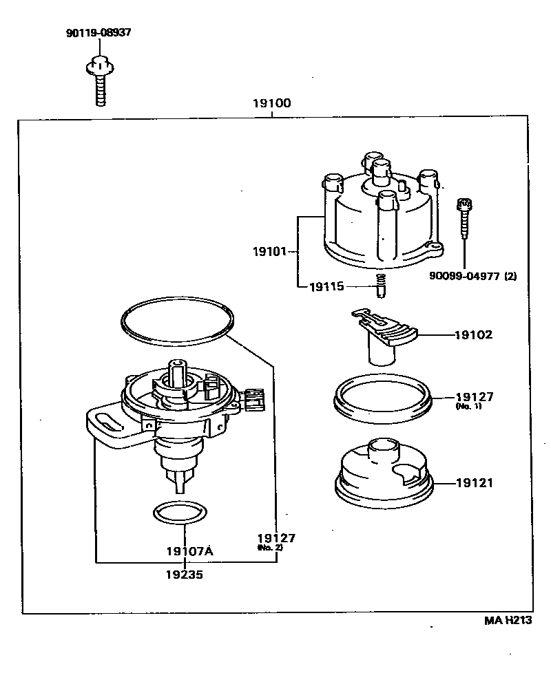 Toyota CAMRY 分电器 EPC diagram — MAH213