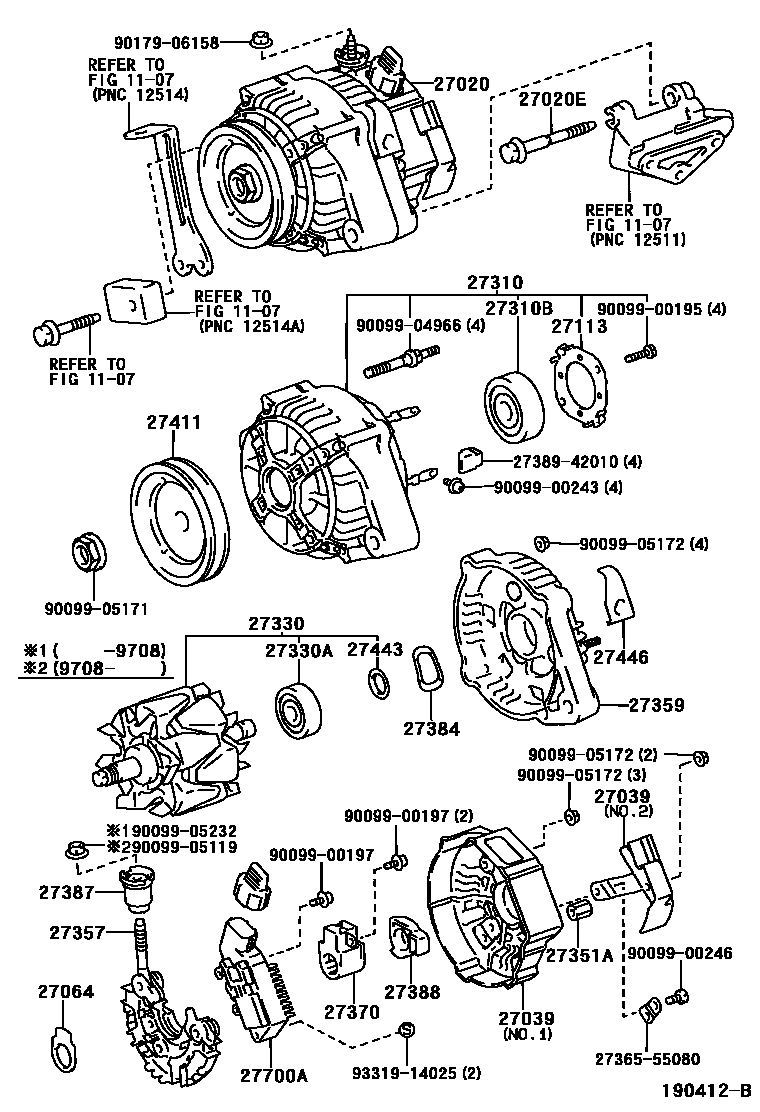 Toyota CAMRY Alternator EPC diagram — 190412B